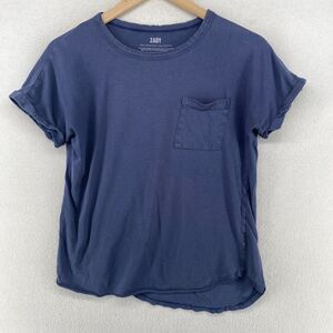 ZADY Top S Essential Collection Organic Cotton Distressed T-shirt Basic Blue